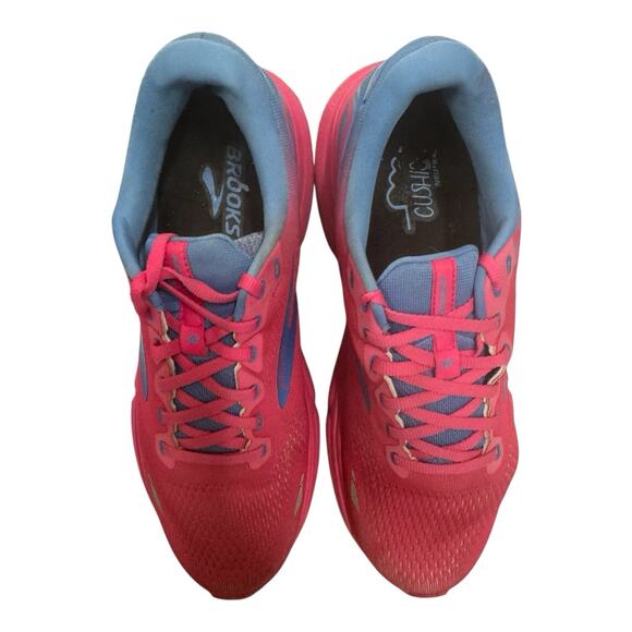 Brooks Women's 11.5 M Ghost 15 Pink Glo Fuchsia Blue Active Running Excercise - Picture 2 of 10